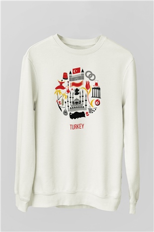Türkiye Beyaz Unisex Sweatshirt