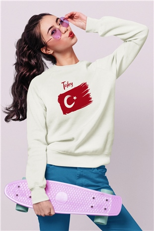 Türkiye Beyaz Unisex Sweatshirt