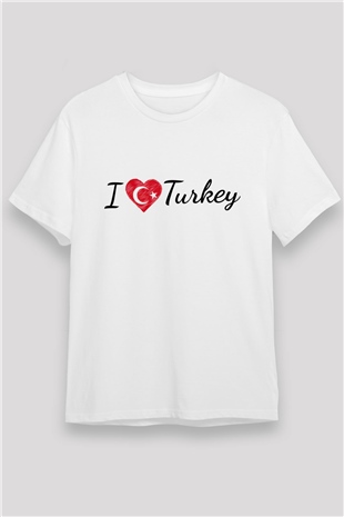 Türkiye Beyaz Unisex Tişört T-Shirt - TişörtFabrikası