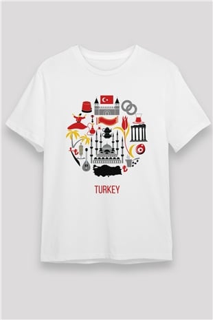 Türkiye Beyaz Unisex Tişört T-Shirt - TişörtFabrikası