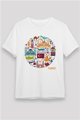 Türkiye Beyaz Unisex Tişört T-Shirt - TişörtFabrikası