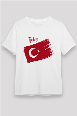 Türkiye Beyaz Unisex Tişört T-Shirt - TişörtFabrikası