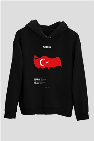 Türkiye Siyah Unisex Hoodie
