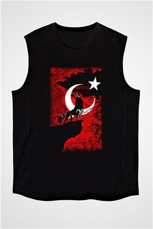 Türkiye Siyah Unisex Kolsuz Tişört