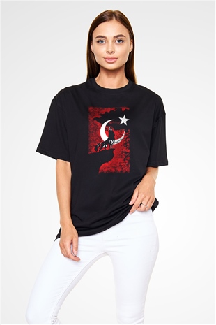 Türkiye Siyah Unisex Oversize Tişört T-Shirt