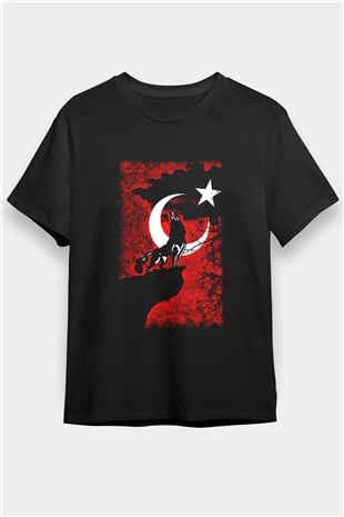 Türkiye Siyah Unisex Tişört T-Shirt - TişörtFabrikası