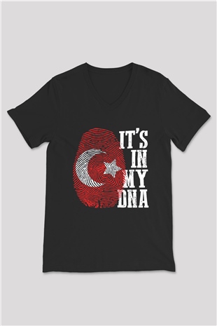 Türkiye Siyah Unisex V Yaka Tişört