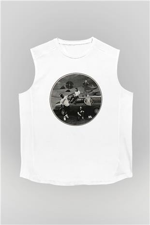Turnstile Baskılı Beyaz Unisex Kolsuz Tişört - Tshirt
