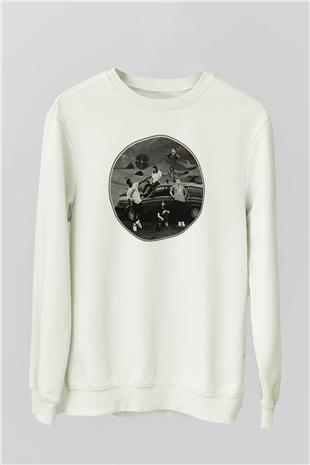 Turnstile Baskılı Beyaz Unisex Sweatshirt