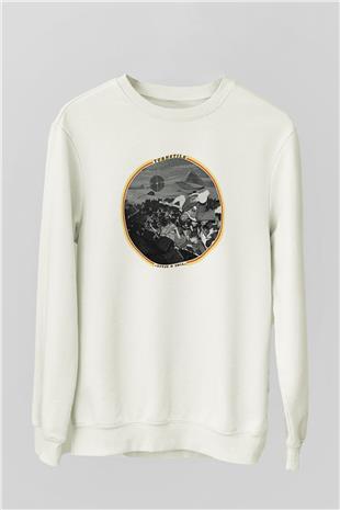 Turnstile Baskılı Beyaz Unisex Sweatshirt