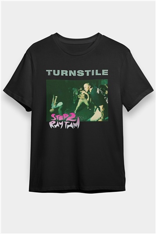 Turnstile Baskılı Unisex Siyah Tişört - Tshirt