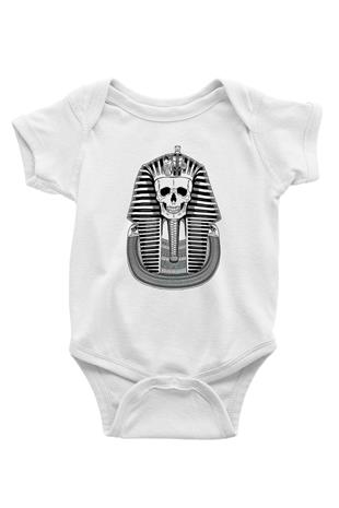 Tutankhamun Baskılı Beyaz Unisex Bebek Body - Zıbın