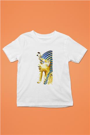 Tutankhamun Baskılı Beyaz Unisex Beyaz Çocuk Tişört - Tshirt