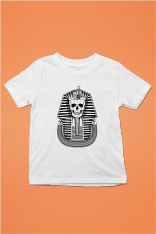 Tutankhamun Baskılı Beyaz Unisex Beyaz Çocuk Tişört - Tshirt