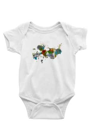 Tuval Baskılı Beyaz Unisex Bebek Body - Zıbın