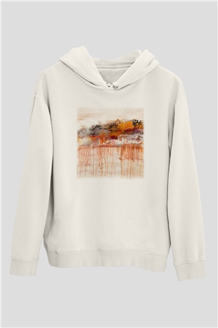 Tuval Beyaz Unisex Kapşonlu Sweatshirt