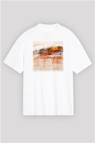 Tuval Beyaz Unisex Oversize Tişört T-Shirt