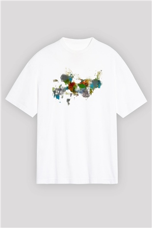 Tuval Beyaz Unisex Oversize Tişört T-Shirt