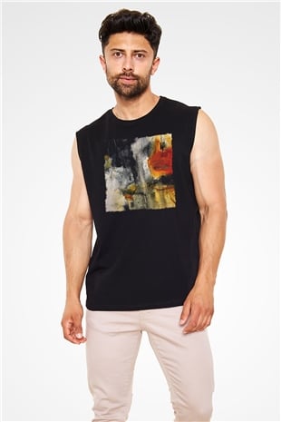 Tuval Siyah Unisex Kolsuz Tişört