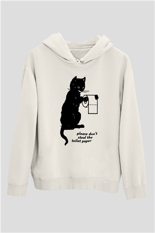 Tuvalet Kağıdı Çalmayın TemalıBeyaz  Unisex Hoodie