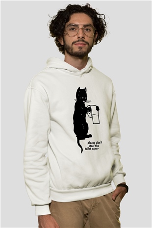 Tuvalet Kağıdı Çalmayın TemalıBeyaz  Unisex Hoodie