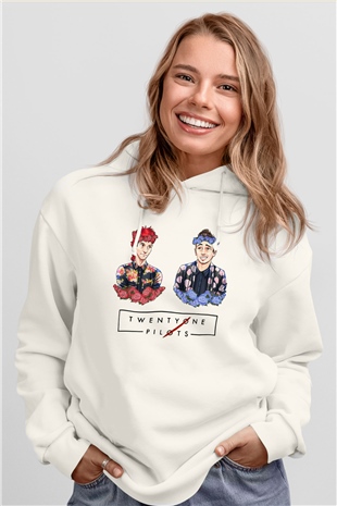 Twenty One Pilots Beyaz Unisex Hoodie