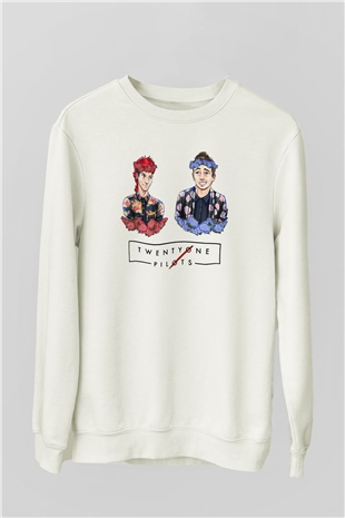 Twenty One Pilots Beyaz Unisex Sweatshirt
