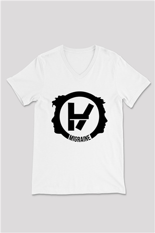 Twenty One Pilots Beyaz Unisex V Yaka Tişört T-Shirt