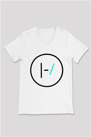 Twenty One Pilots Beyaz Unisex V Yaka Tişört T-Shirt