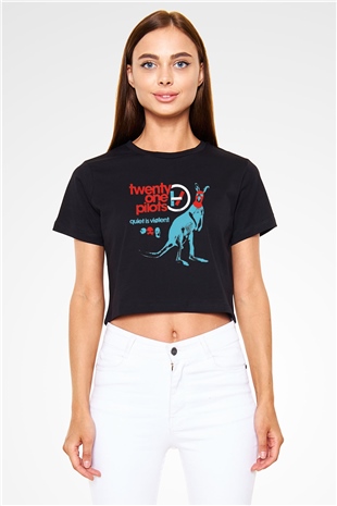 Twenty One Pilots Siyah Crop Top Tişört