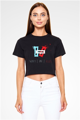 Twenty One Pilots Siyah Crop Top Tişört