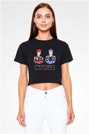 Twenty One Pilots Siyah Crop Top Tişört