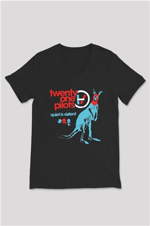 Twenty One Pilots Siyah Unisex V Yaka Tişört T-Shirt