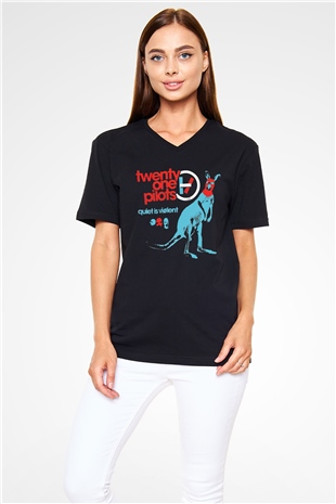 Twenty One Pilots Siyah Unisex V Yaka Tişört T-Shirt