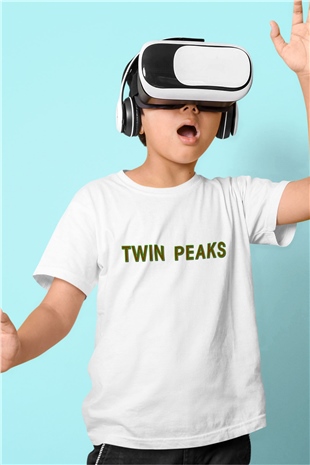 Twin Peaks Baskılı Beyaz Unisex Çocuk Tişört