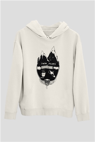 Twin Peaks Beyaz Unisex Kapşonlu Sweatshirt