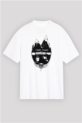 Twin Peaks Beyaz Unisex Oversize Tişört T-Shirt