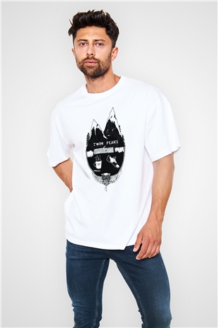 Twin Peaks Beyaz Unisex Oversize Tişört T-Shirt