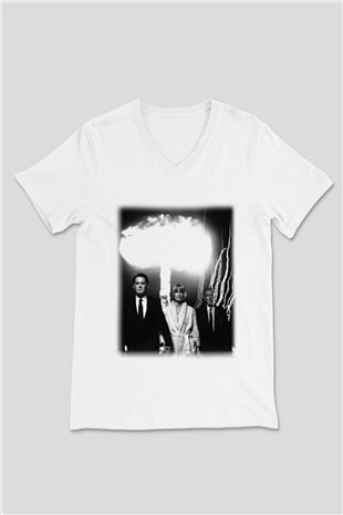 Twin Peaks Beyaz Unisex V Yaka Tişört T-Shirt