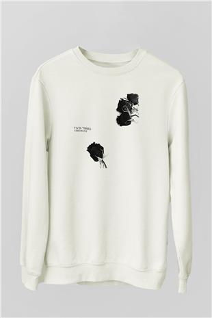 Twin Tribes Baskılı Beyaz Unisex Sweatshirt