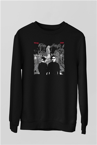 Twin Tribes Baskılı Unisex Siyah Sweatshirt