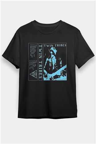 Twin Tribes Baskılı Unisex Siyah Tişört - Tshirt