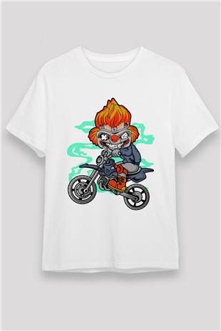 Twisted Metal Motocross Baskılı Beyaz Unisex Tişört