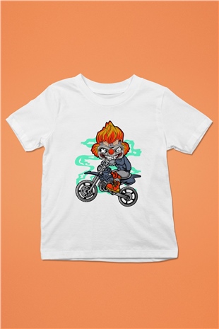 Twisted Metal Motocross Baskılı Beyaz Unisex Çocuk Tişört