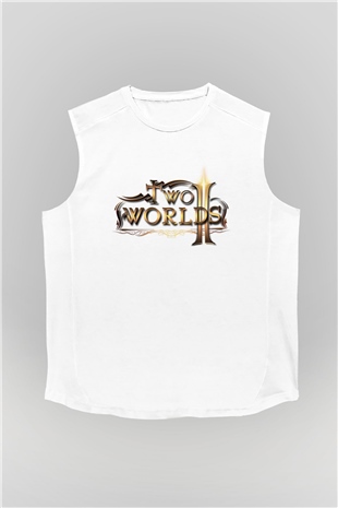 Two Worlds Beyaz Unisex Kolsuz Tişört