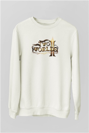Two Worlds Beyaz Unisex Sweatshirt