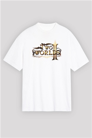 Two Worlds Beyaz Oversize Tişört Oversize T-shirt