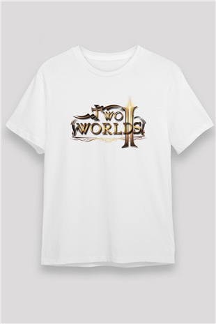 Two Worlds Beyaz Unisex Tişört T-Shirt