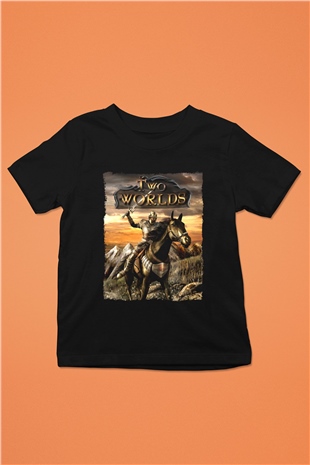 Two Worlds Siyah Unisex Çocuk Tişört