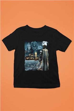 Two Worlds Siyah Unisex Çocuk Tişört